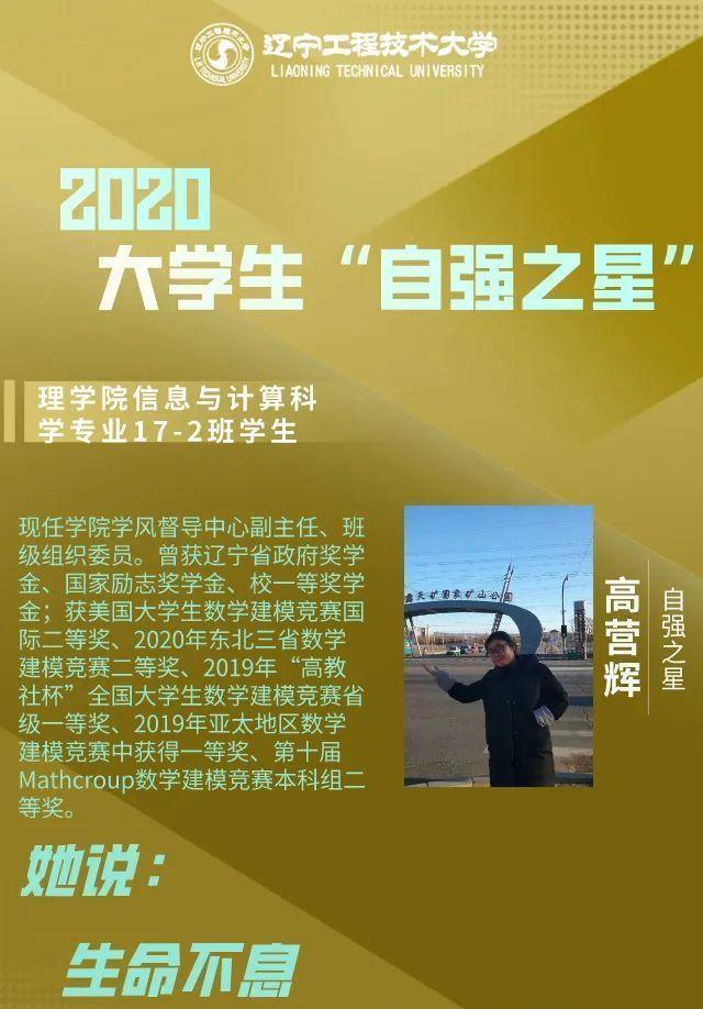孟稀稀榮獲2020年度中國大學(xué)生自強(qiáng)之星稱號，自強(qiáng)不息，星光熠熠